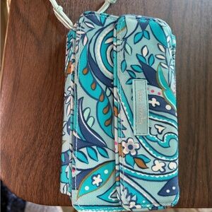 Vera Bradley Teal and Navy Paisley Wristlet
